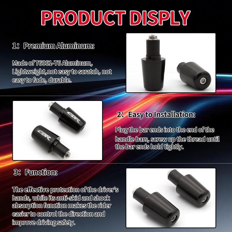 PROCNC Handle Bar Ends Grips Plug CBR600F4 (F4i) 99-06 CBR600RR 03-14 CBR1000RR 04-14 CBR 1000 RR 2004-2008 Honda CBR 600RR 2003-2013 Honda CBR 600 F1/F2/F3/F4/F4I 1987-2006 - Image 5